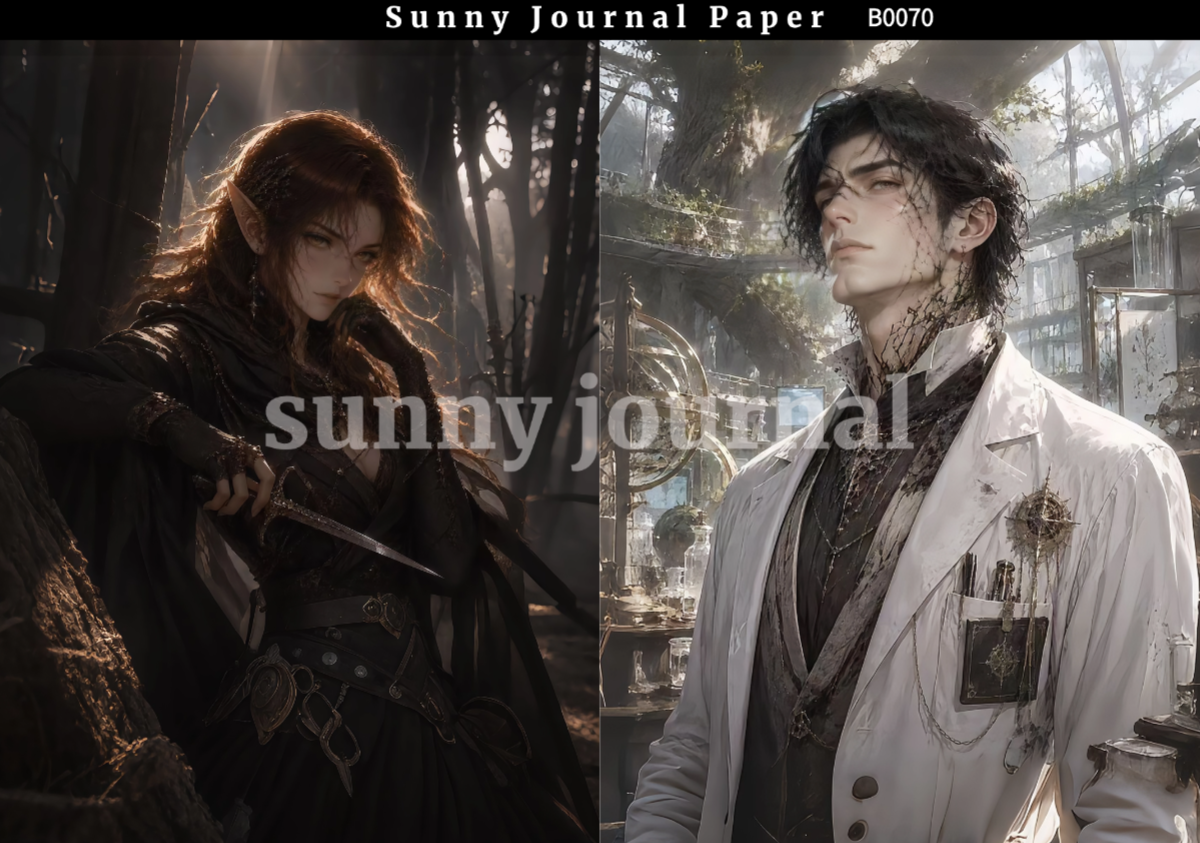 B0070-Dark Fantasies Gothic Royalty Paper A5 paper 10pcs no repeat