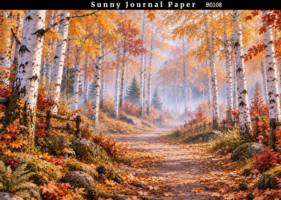 B0108-Autumn Scenery Horizontal A5 paper 10pcs no repeat