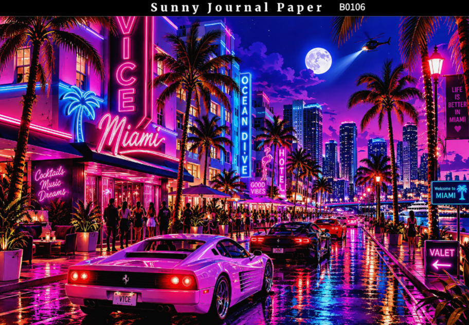B0106-LAS VEGAS Nightscape Horizontal A5 paper 15pcs no repeat