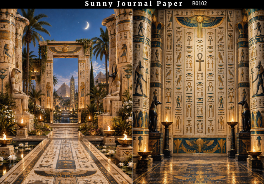 B0102--Ancient Egyptian Palace A5 paper 10pcs no repeat