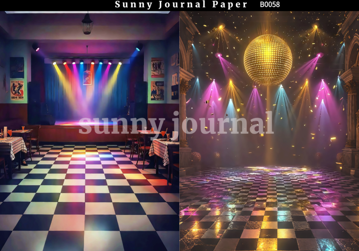 B0058-Retro Red Carpet & Disco Vibe Paper A5 paper 10pcs no repeat