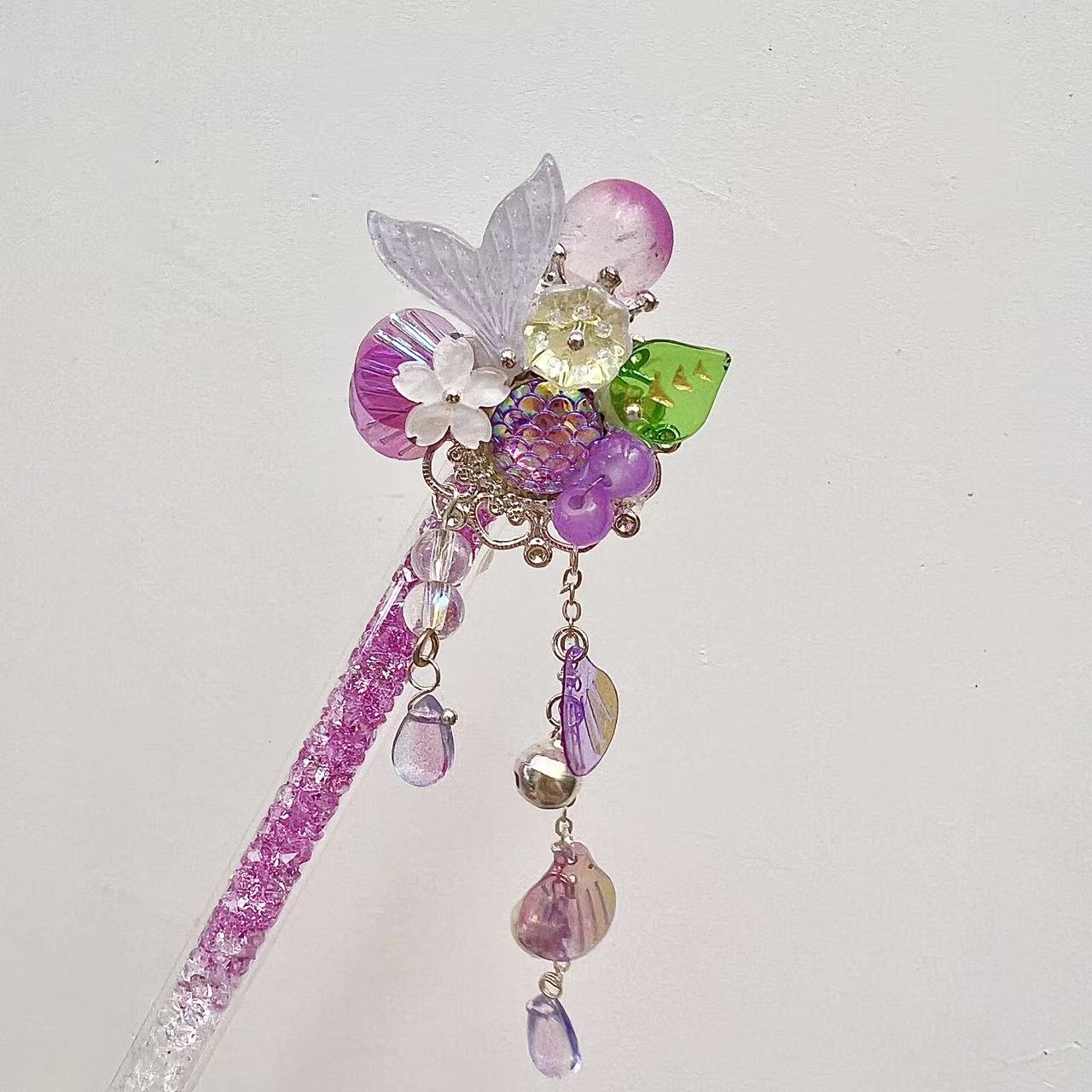 Handmade Knife Pen Purple mermaid tail with bells Cutter for Journaling