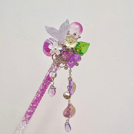 Handmade Knife Pen Purple mermaid tail with bells Cutter for Journaling