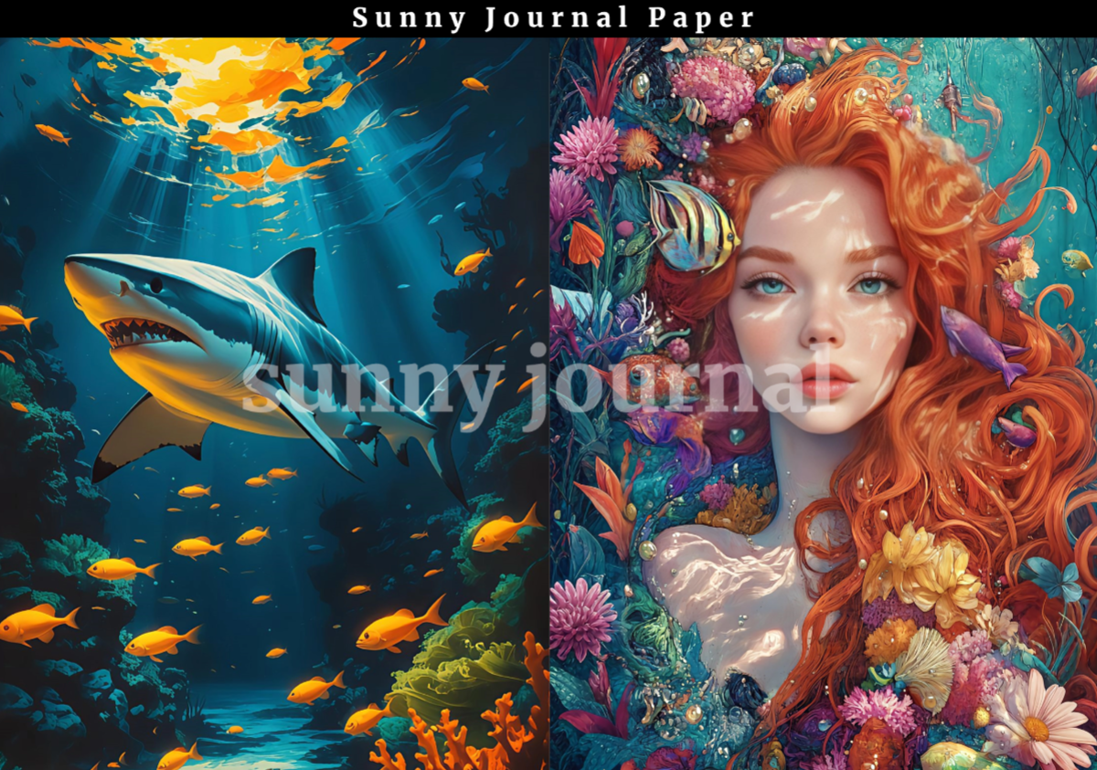 B0033- Ocean Mermaid A5 paper 20 images no repeat