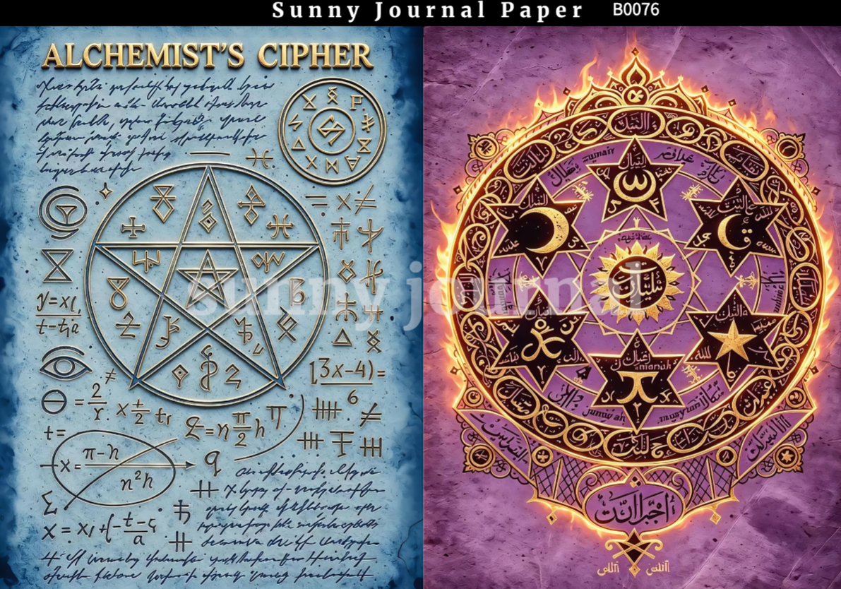 B0076- Ancient Hieroglyph & Oracle Bone Script Paper A5 paper 10pcs no repeat