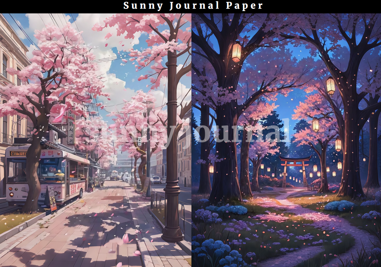 B0019-Cherry Blossom A5 Paper 10 pcs no repeat