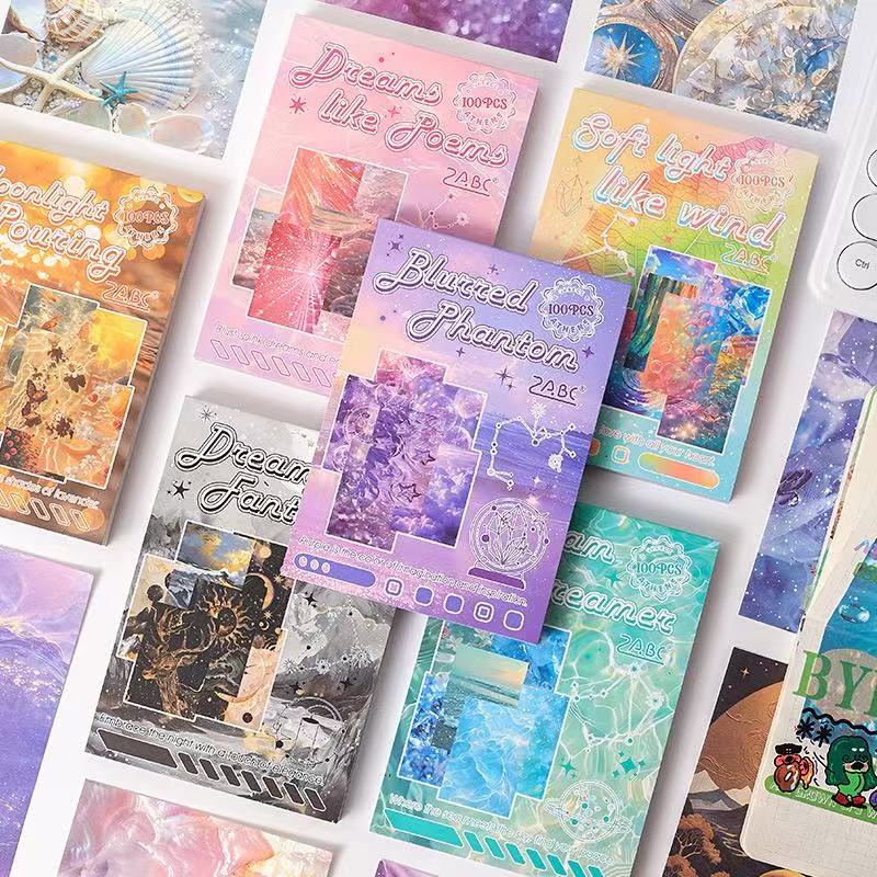 Star‑Moon Series, 100 Sheets, Large‑Capacity Tear‑Off Collage Base Paper