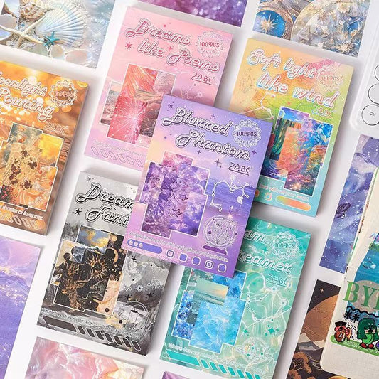 Star‑Moon Series, 100 Sheets, Large‑Capacity Tear‑Off Collage Base Paper