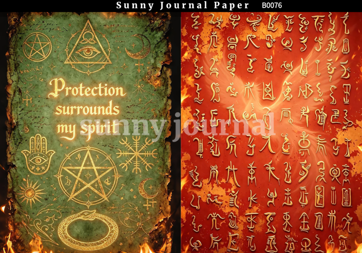 B0076- Ancient Hieroglyph & Oracle Bone Script Paper A5 paper 10pcs no repeat