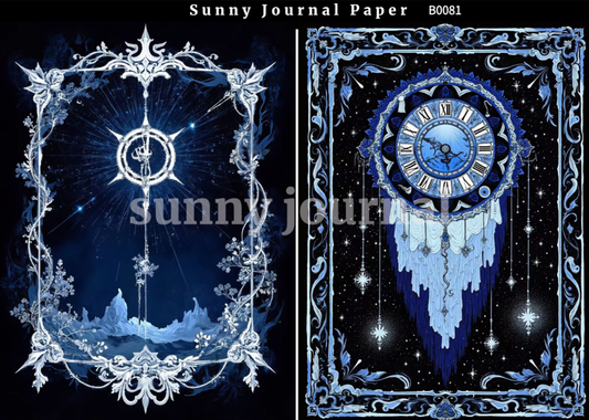 B0081-Black& Blue Gothic Aesthetics A5 paper 10pcs no repeat