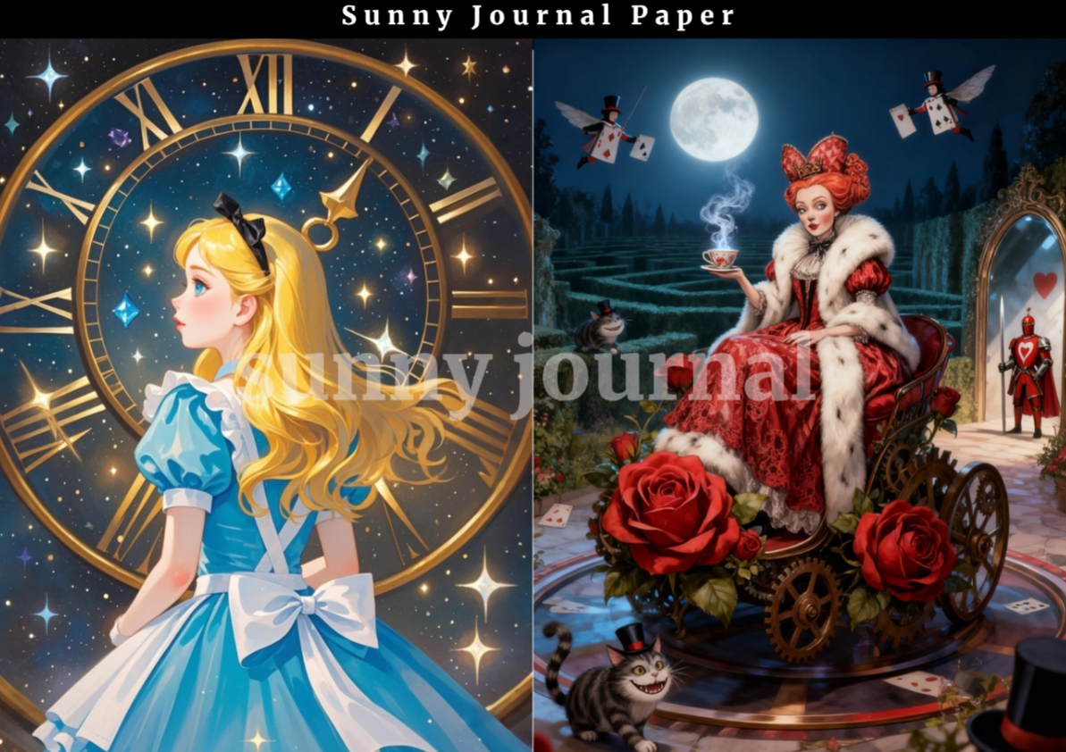 B0056- Fairy Alice in Wonderland Paper A5 paper 15pcs no repeat