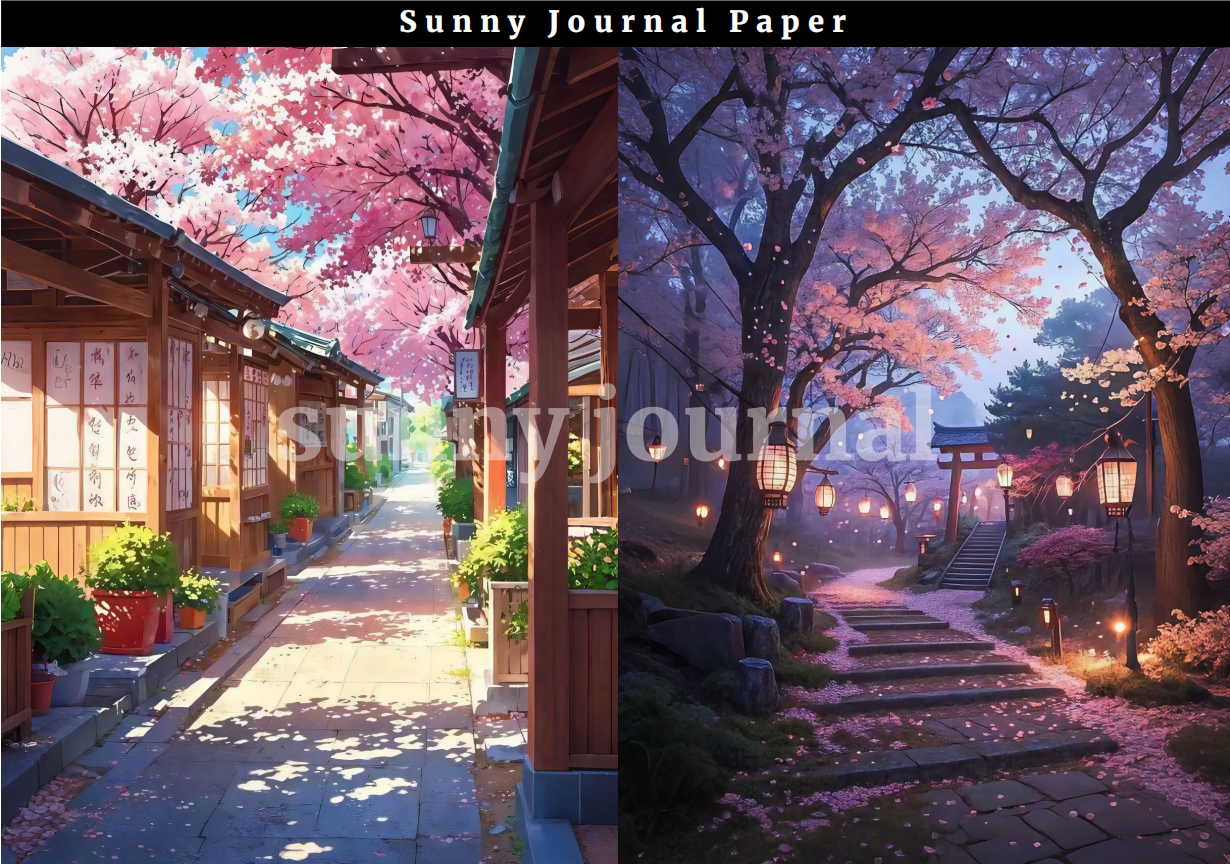 B0019-Cherry Blossom A5 Paper 10 pcs no repeat