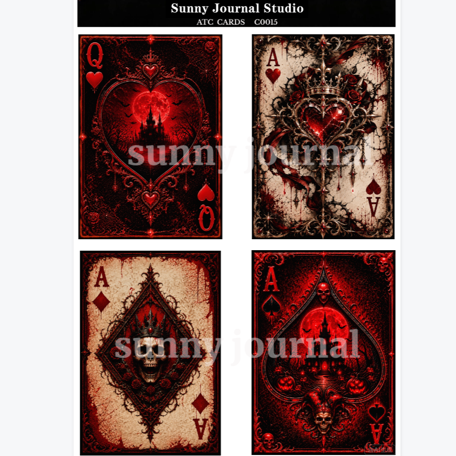 C0015-Gothic Halloween ATC Cards 20 iamges 300GSM Paper Card / Self-cut