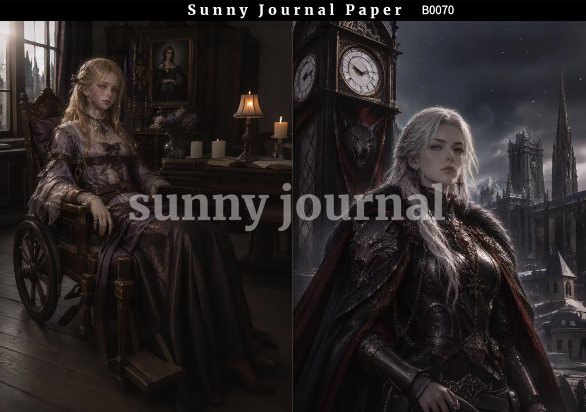 B0070-Dark Fantasies Gothic Royalty Paper A5 paper 10pcs no repeat
