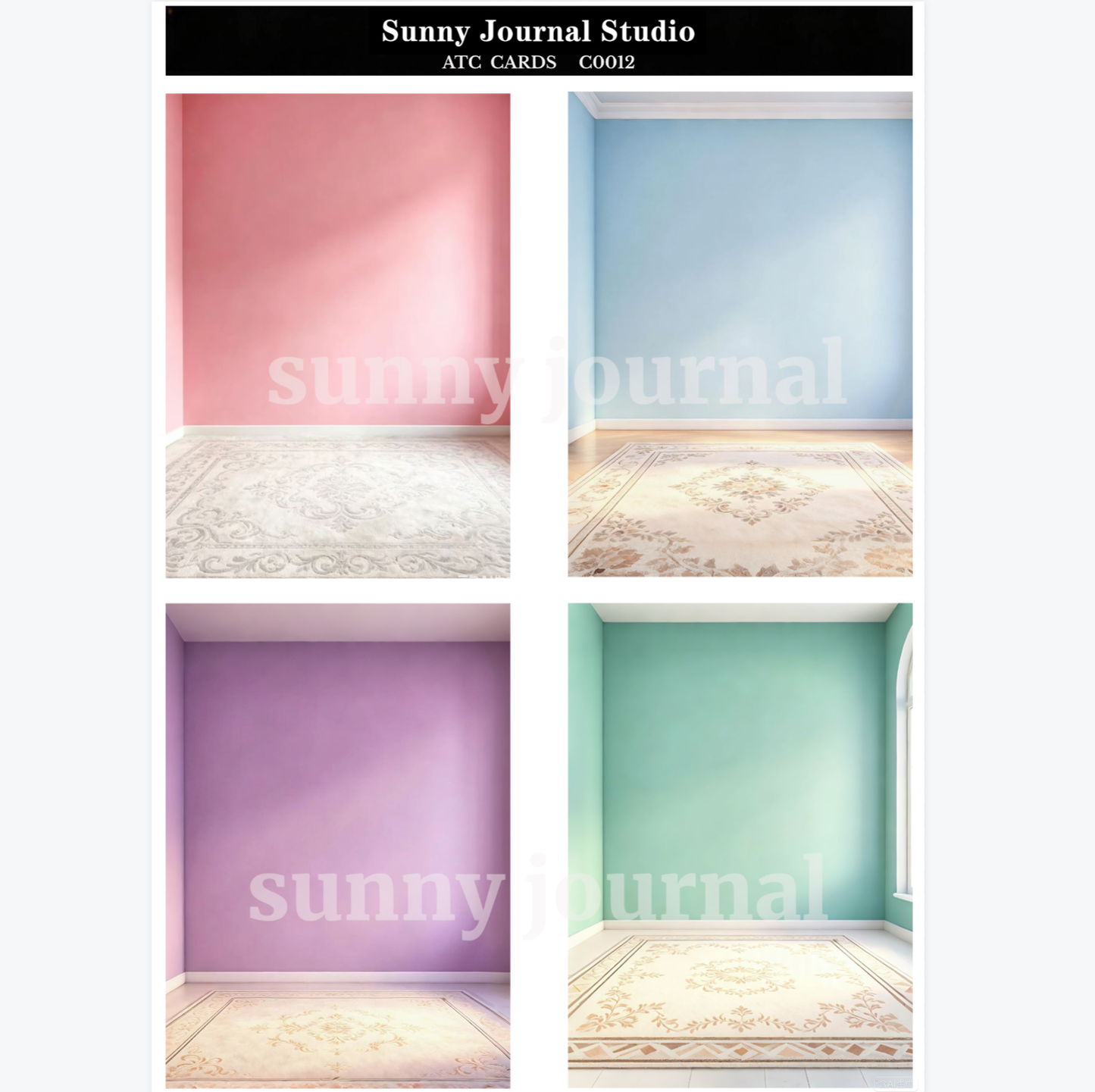 C0012-Blank Room Wall&Floor ATC Cards 20 iamges 300GSM Paper Card / Self-cut Required