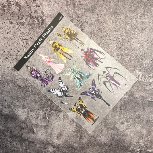 A0119--Demon Spider/Bee/Butterfly Spirit PET Sticker 1 Pcs A5 Size