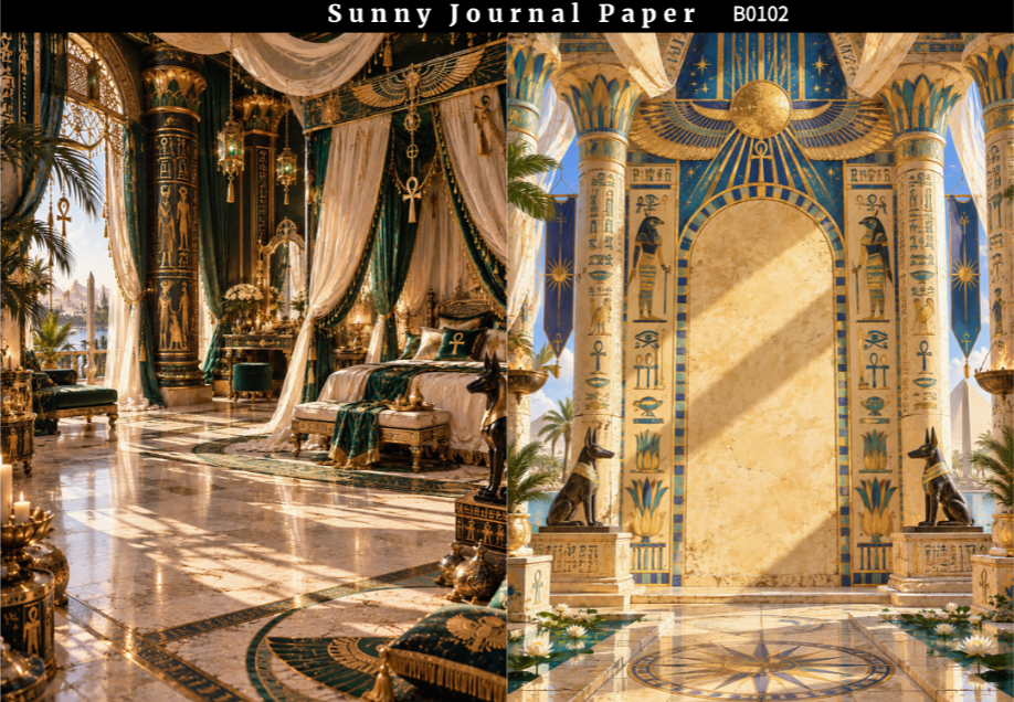 B0102--Ancient Egyptian Palace A5 paper 10pcs no repeat