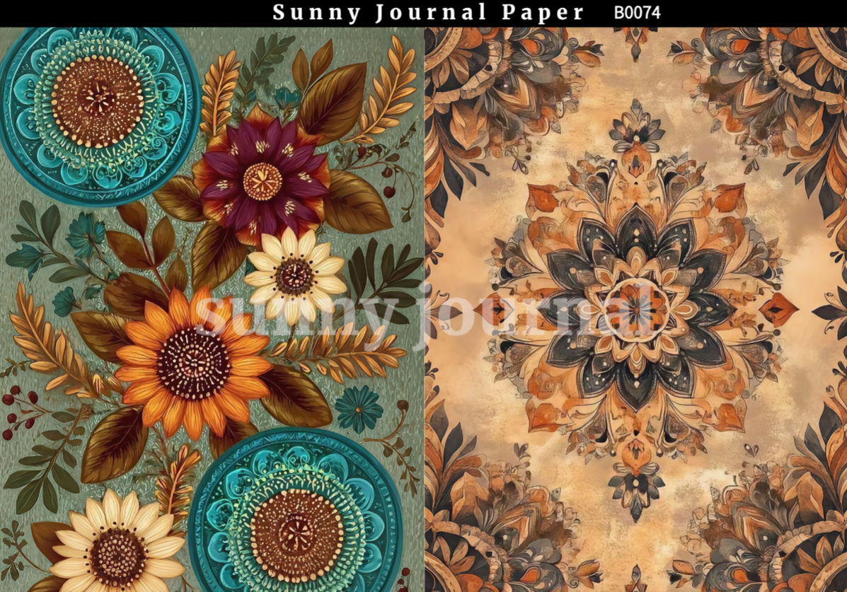 B0074-Boho Style Paper A5 paper 10pcs no repeat