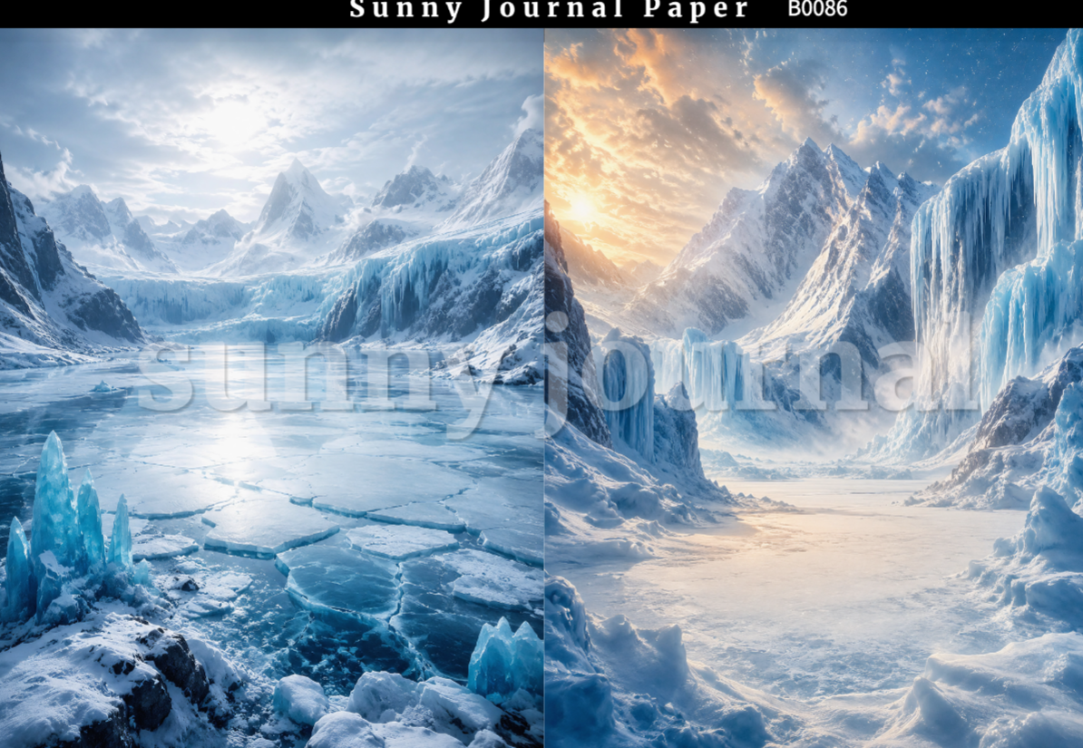 B0086-Ice Age Themed Background A5 paper 10pcs no repeat