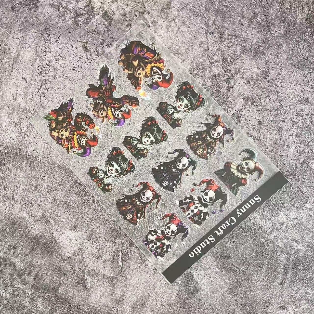 A0115--Creepy Joker PET Sticker 1 Pcs A5 Size