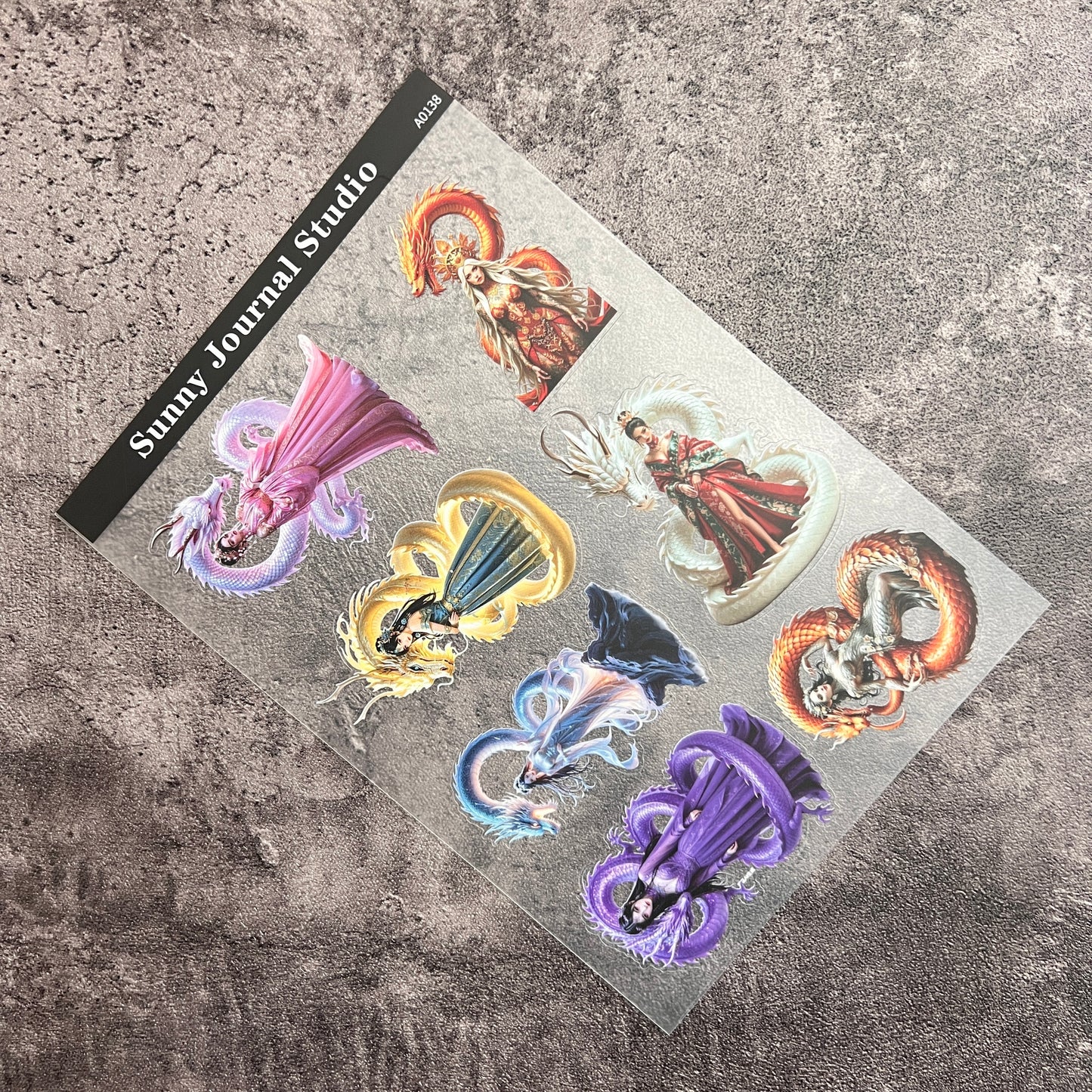A0138--Traditional Dragon Girl PET Sticker 1 Pcs A5 Size