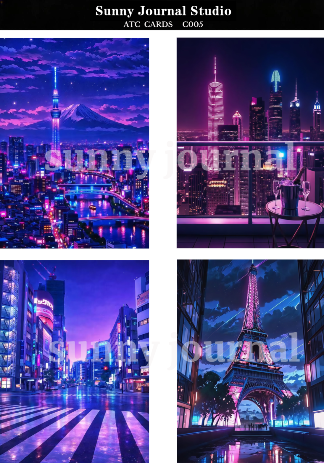 C005-Cyber Urban Style ATC Cards 20 iamges 300GSM Paper Card / Self-cut Required