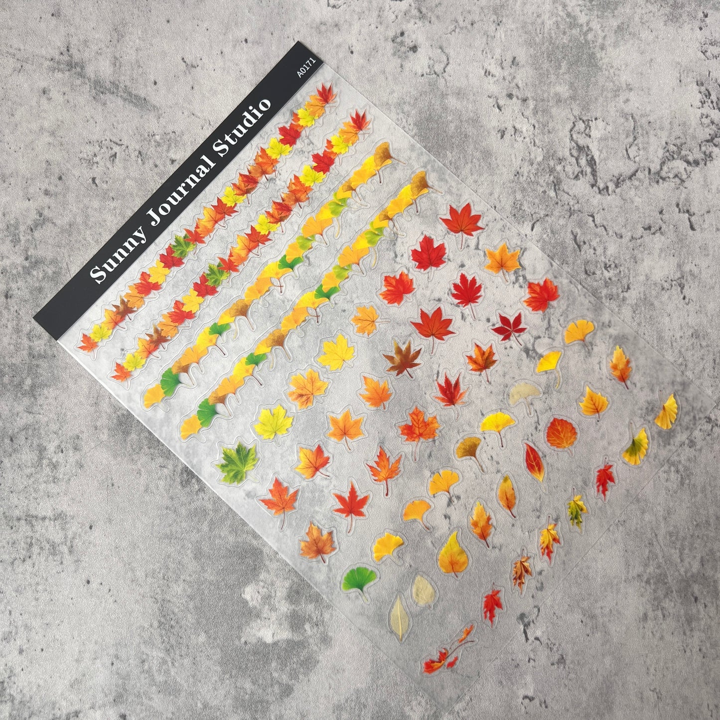 A0171--Autumn Leaves Maple&Ginkgo PET Sticker 1 Pcs A5 Size