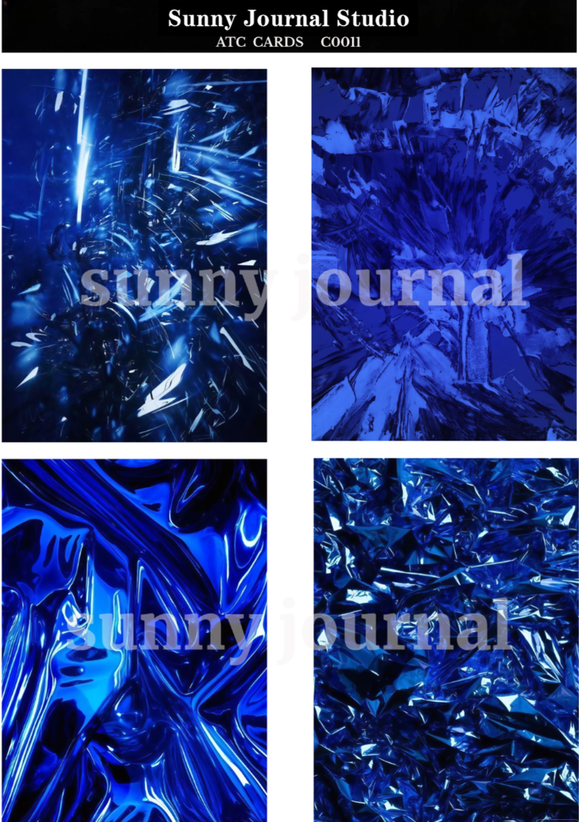 C0011-Klain Blue ATC Cards 20 iamges 300GSM Paper Card / Self-cut Required