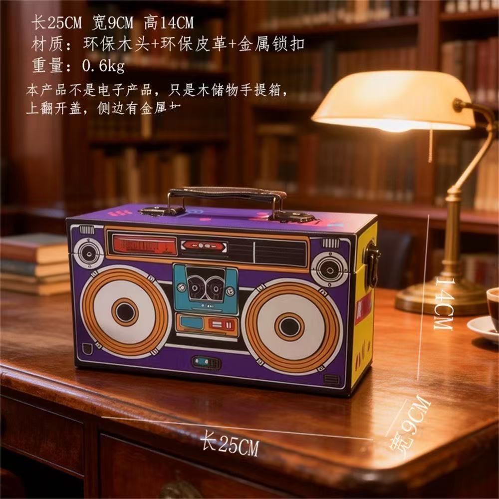 D0024 Vintage TV/Punk/Radio Wooden Tape Boom Box