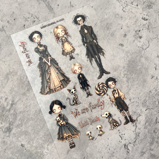 E0020--Creepy Gothic Family 3D Embossed Sticker 1 Pcs A6 Size 10X15cm=4x6inch
