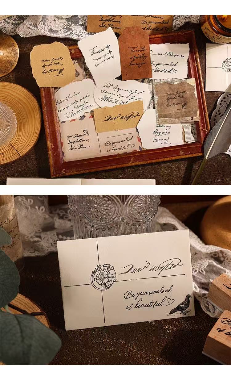 Wooden Journal Stamps, Retro English Alphabet Stamps, 8-piece Set