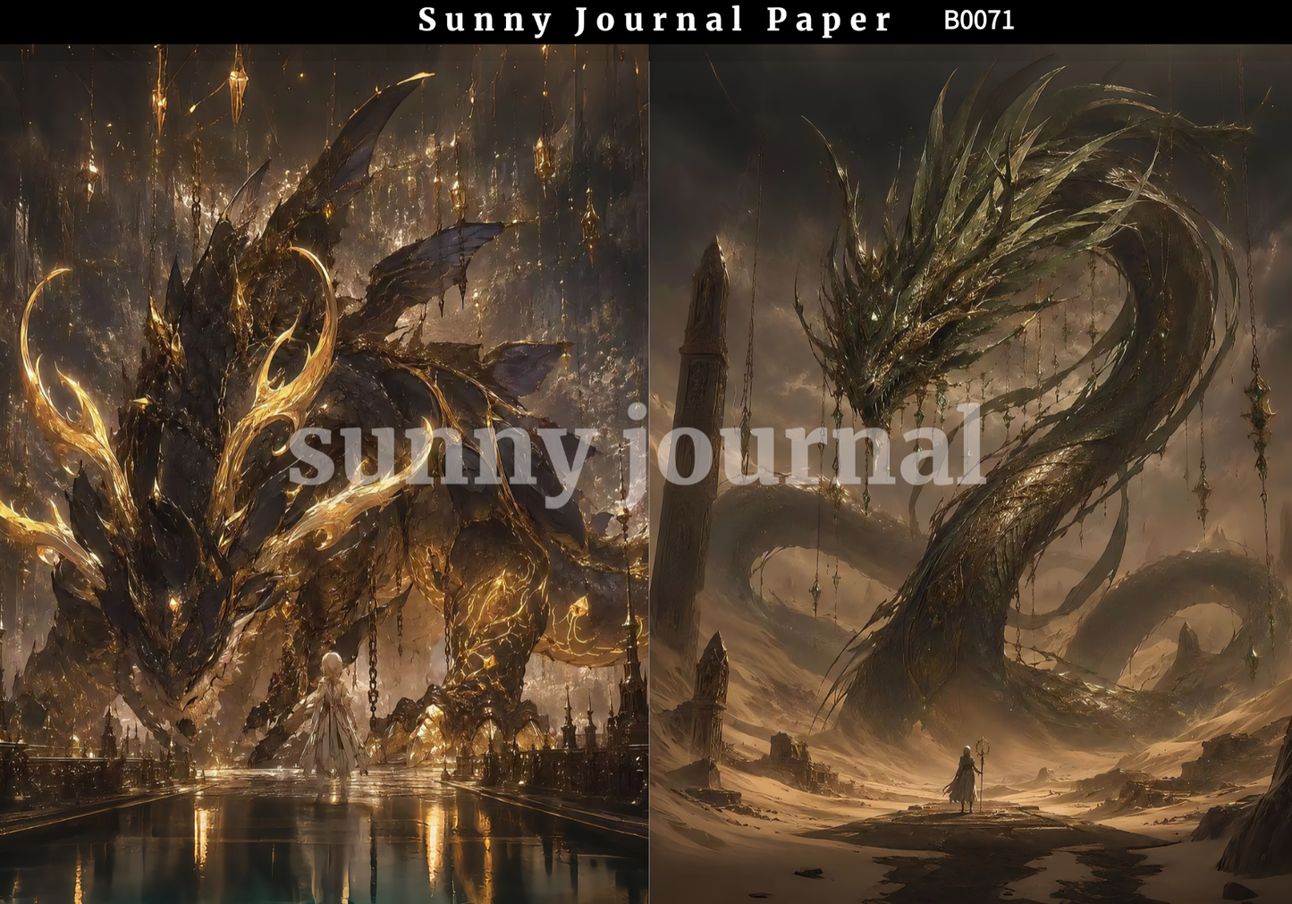 B0071-Dark Fantasies Gothic Gragon Medieval Legends Paper A5 paper 10pcs no repeat