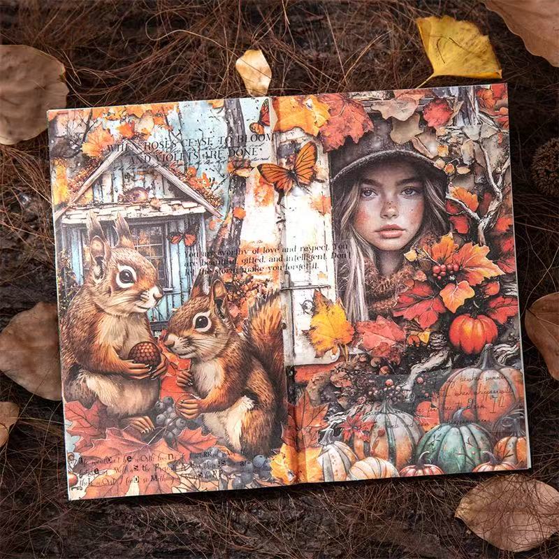 Vintage Autumn Fairys Junk Journal Paper, Autumn Forest Old Dream Series