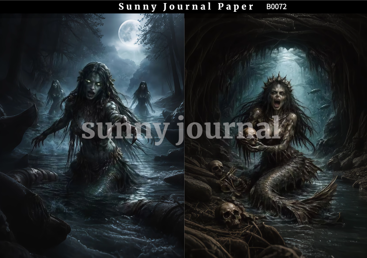 B0072-Dark Mermaid Paper A5 paper 10pcs no repeat