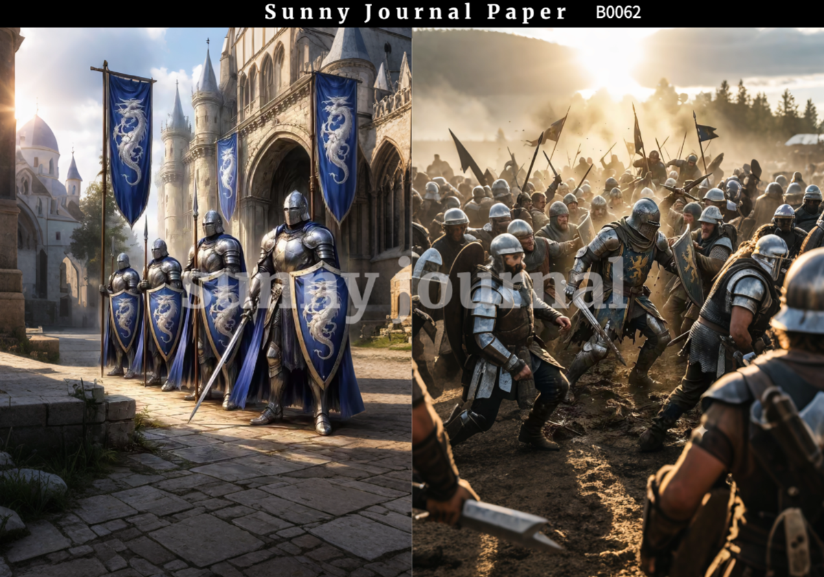 B0062-Medieval fantasy warfare Paper A5 paper 10pcs no repeat