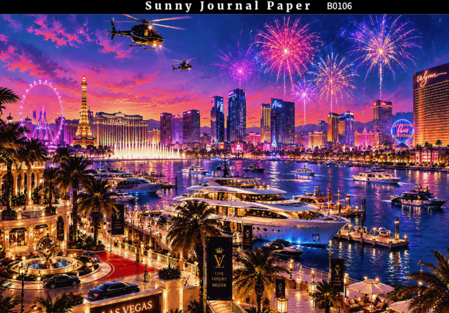 B0106-LAS VEGAS Nightscape Horizontal A5 paper 15pcs no repeat