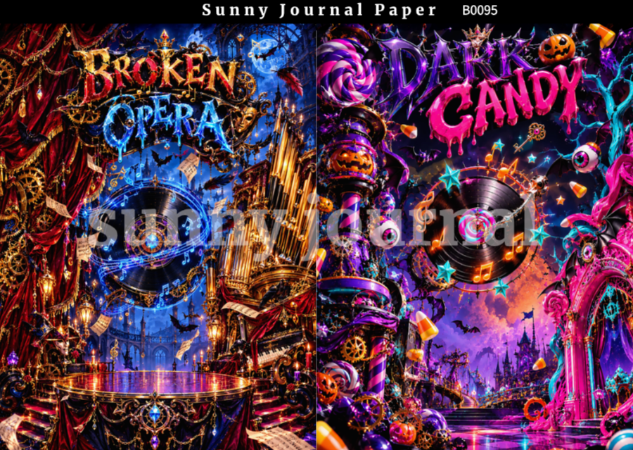 B0095-Halloween Magic Stage Background A5 paper 10pcs no repeat