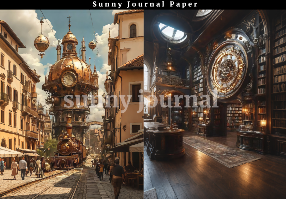 B0047-SteamPunk Background A5 paper 10pcs no repeat