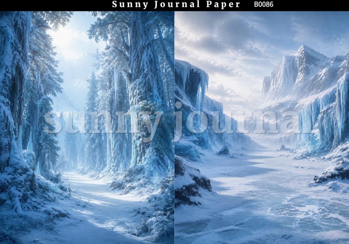 B0086-Ice Age Themed Background A5 paper 10pcs no repeat