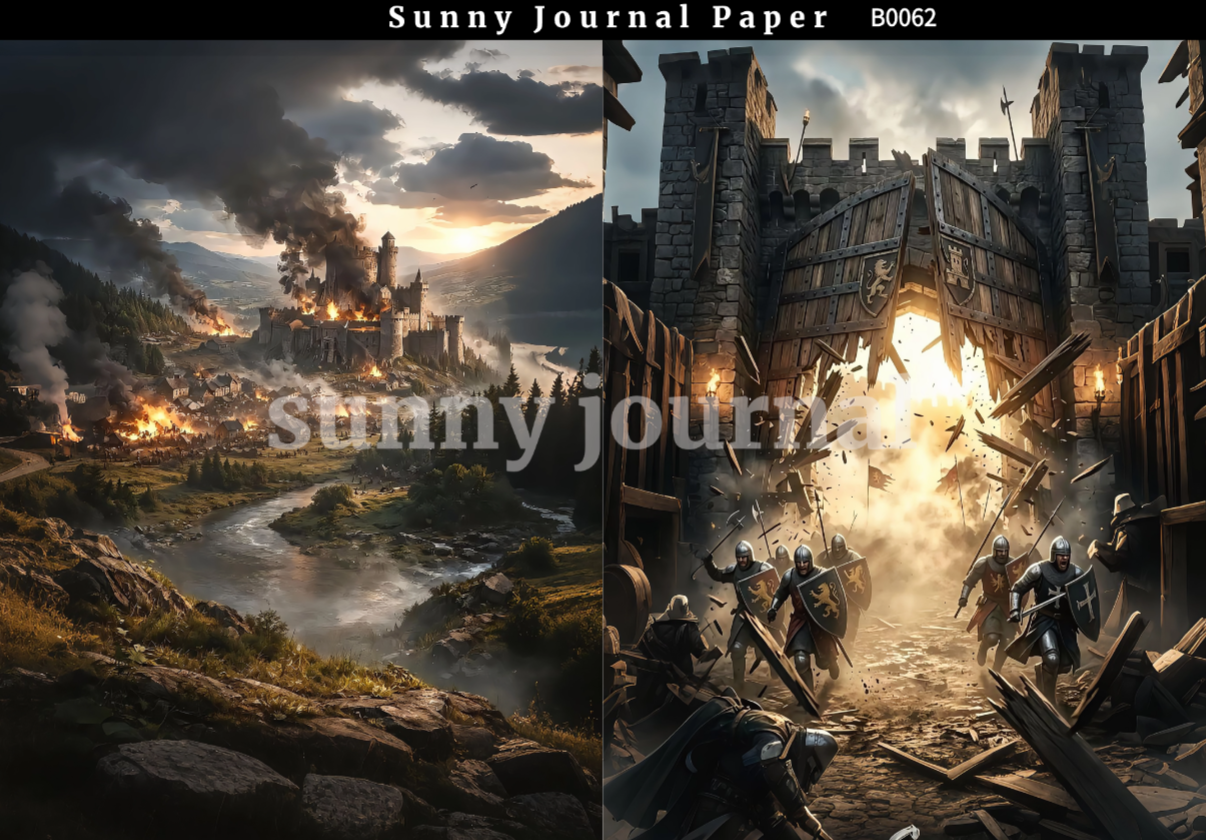 B0062-Medieval fantasy warfare Paper A5 paper 10pcs no repeat