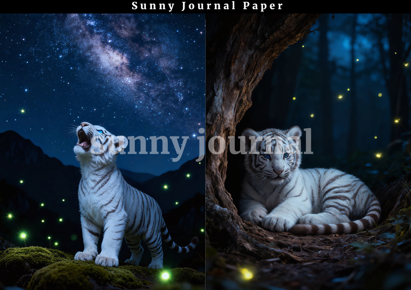 B0025- White Tiger A5 paper no repeat