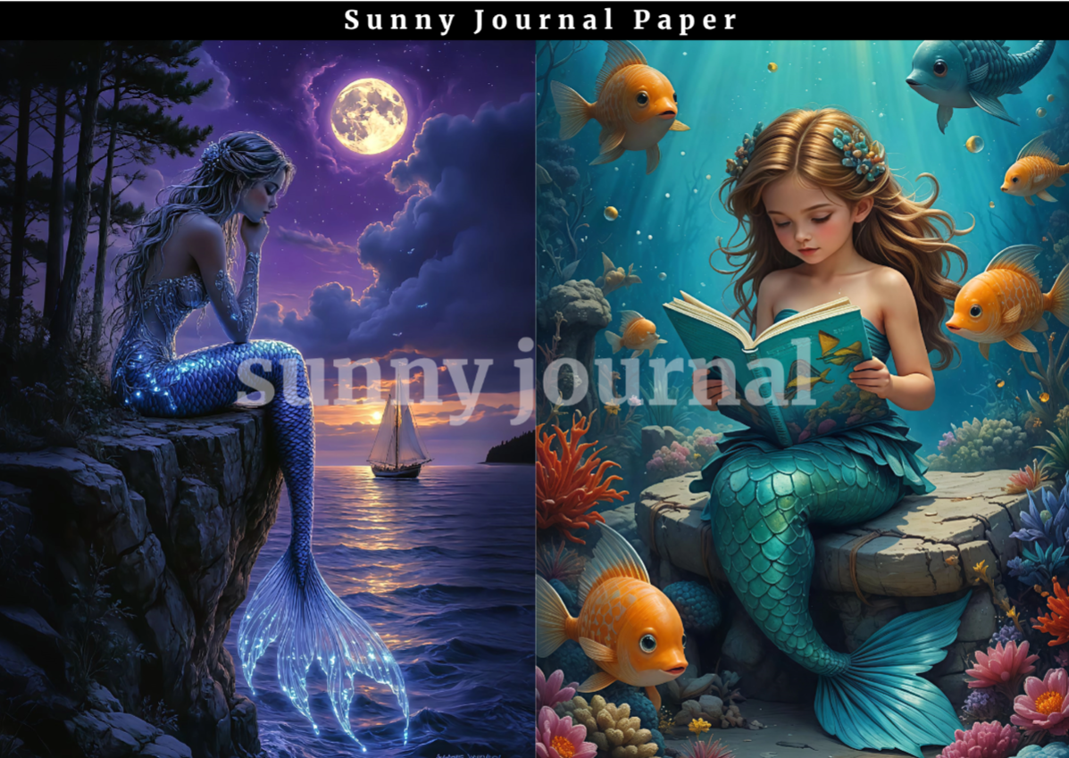 B0033- Ocean Mermaid A5 paper 20 images no repeat