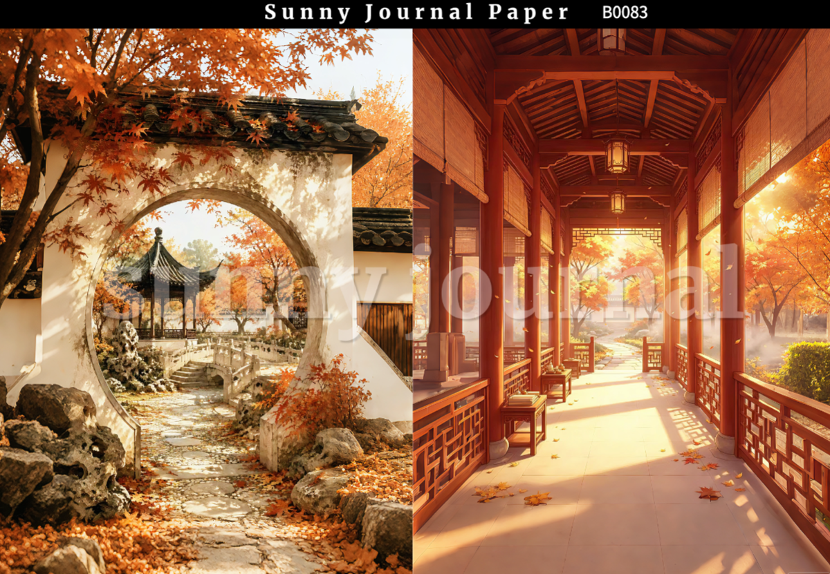 B0083-Traditional Autumn Scenery A5 paper 10pcs no repeat