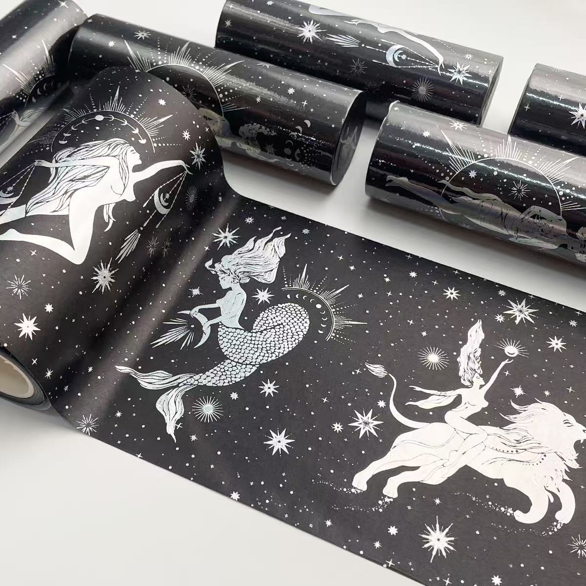 Washi Tape Zodiac Girl Iridescent Hot Foil Starry Sky with Release Liner Big Size 12*3.8CM