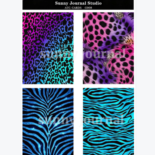 C008-Animals Texture ATC Cards 20 iamges 300GSM Paper Card / Self-cut Required