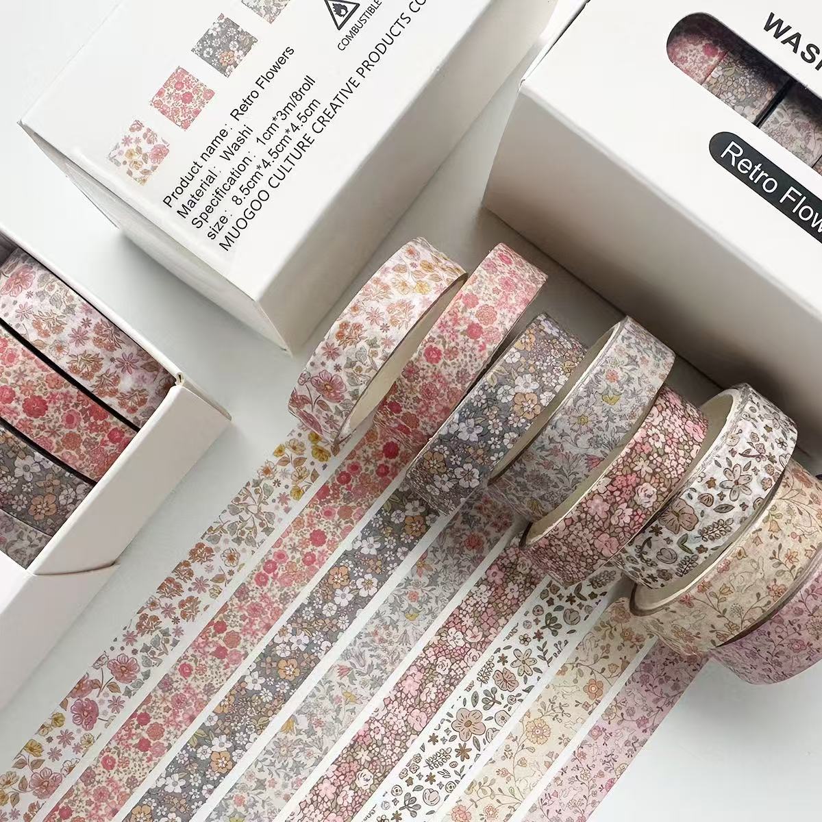 Washi Tape Set Vintage Brown Series 8 pcs rolls