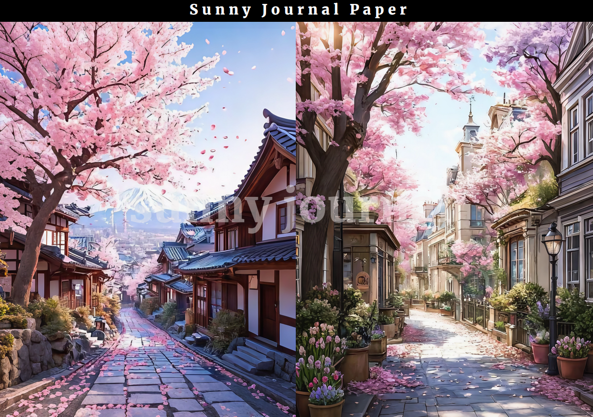 B0019-Cherry Blossom A5 Paper 10 pcs no repeat