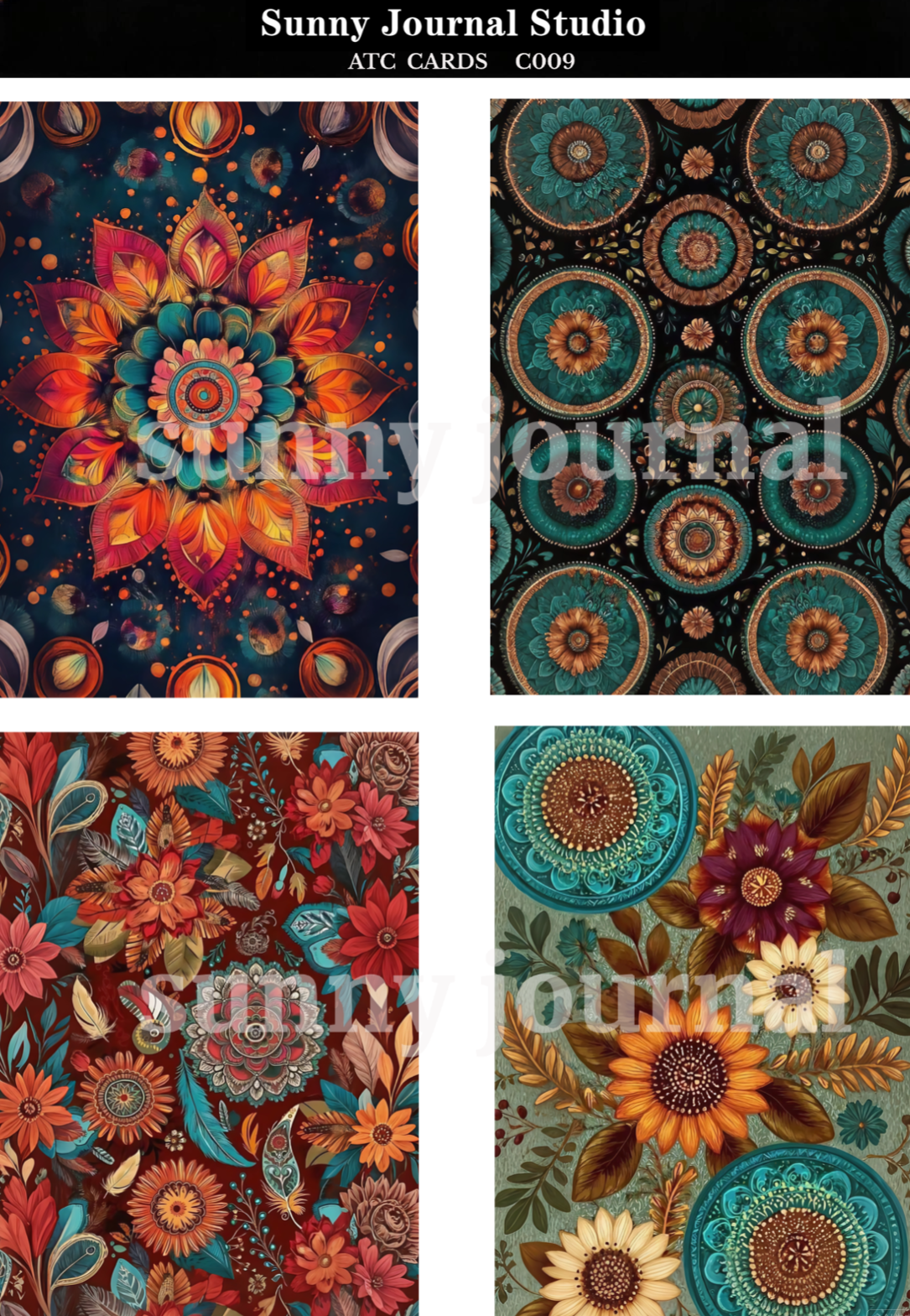 C009-Boho Style ATC Cards 20 iamges 300GSM Paper Card / Self-cut Required