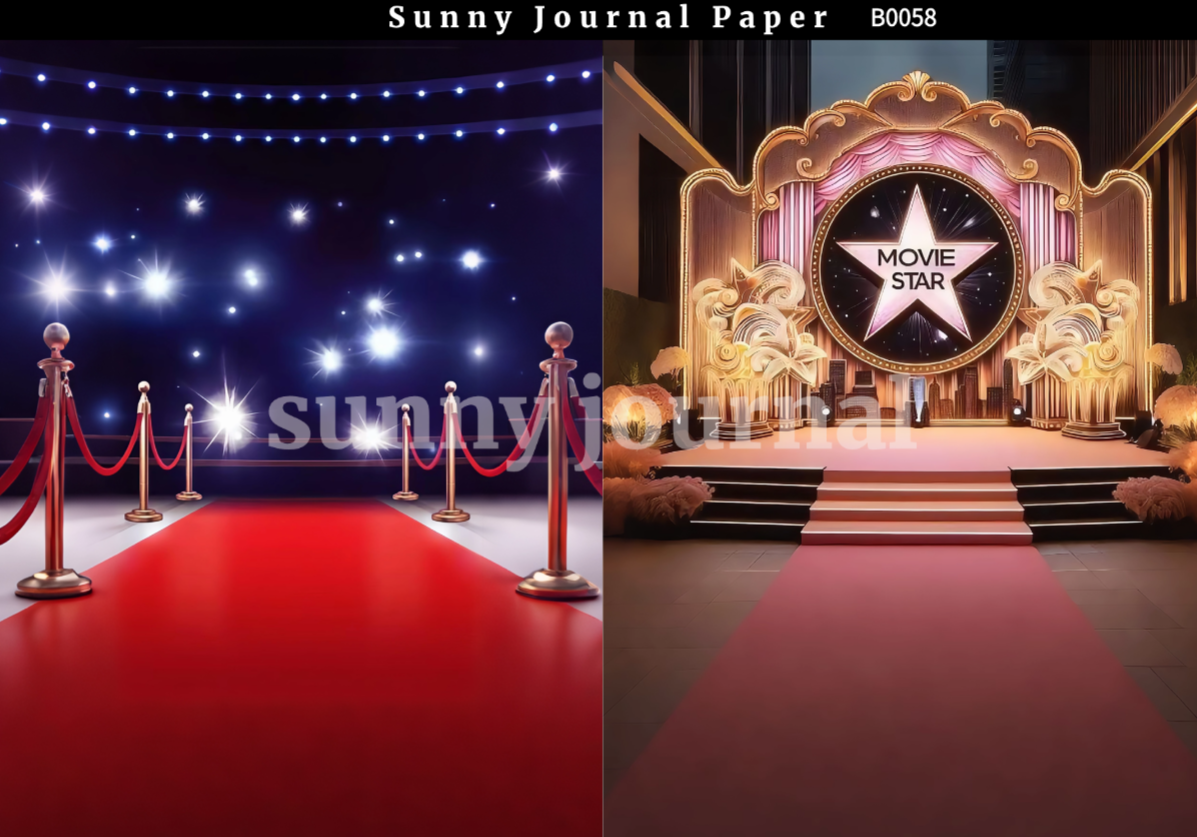 B0058-Retro Red Carpet & Disco Vibe Paper A5 paper 10pcs no repeat