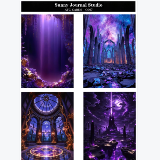 C007-Purple Magic Style ATC Cards 20 iamges 300GSM Paper Card / Self-cut Required